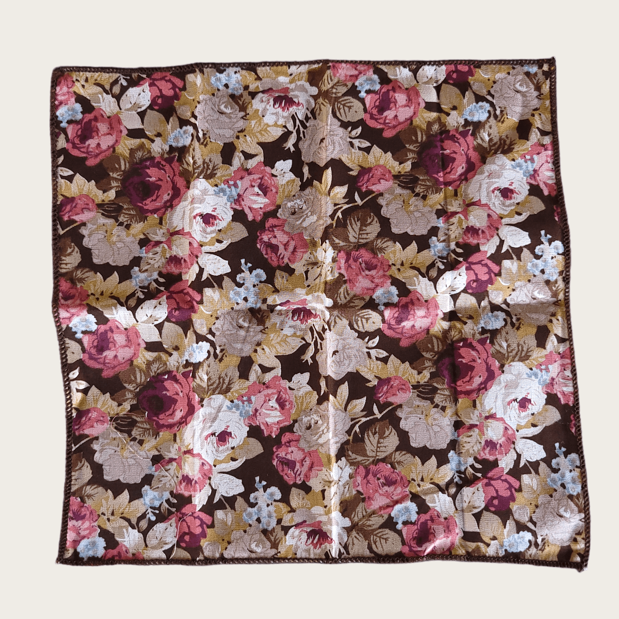 Brown khaki Floral Slim Tie Pocket Square Set - STYLETIE
