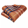 Brown Orange Blue Stripe Silk Tie Pocket Square Cufflink Set - STYLETIE