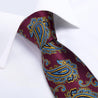 Burgundy Blue Paisley Silk Tie Pocket Square Cufflink Set - STYLETIE