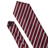 Burgundy Gold Stripe Silk Tie Pocket Square Cufflink Set - STYLETIE