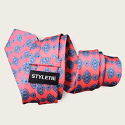 Coral Pink Blue Tie - STYLETIE