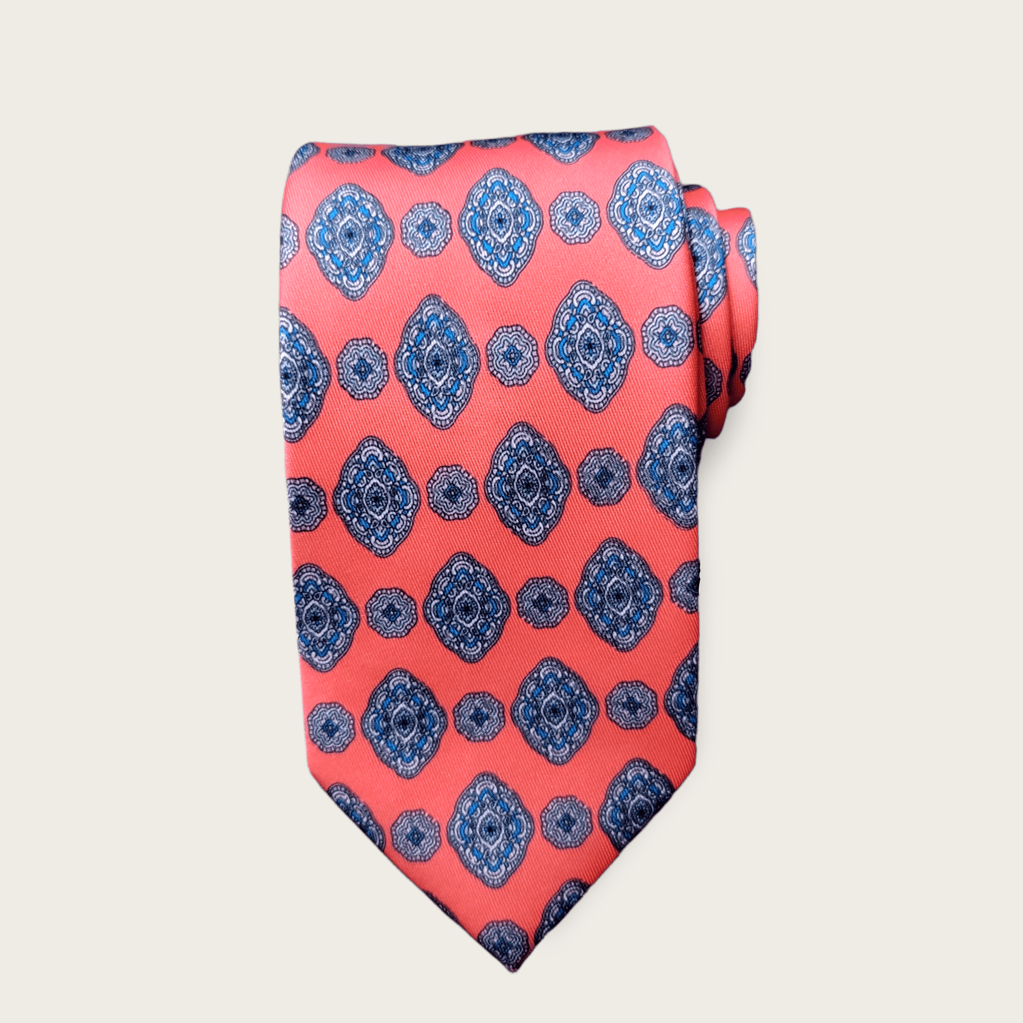 Coral Pink Blue Tie - STYLETIE