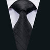Extra Long Black Plaid Tie Pocket Square Cufflink Set - STYLETIE
