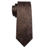 Extra Long Brown Floral Tie Pocket Square Cufflink Set - STYLETIE