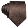 Extra Long Brown Floral Tie Pocket Square Cufflink Set - STYLETIE