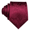 Extra Long Burgundy Floral Tie Pocket Square Cufflink Set - STYLETIE