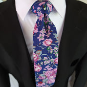 Floral Blue Pink Slim Tie - STYLETIE