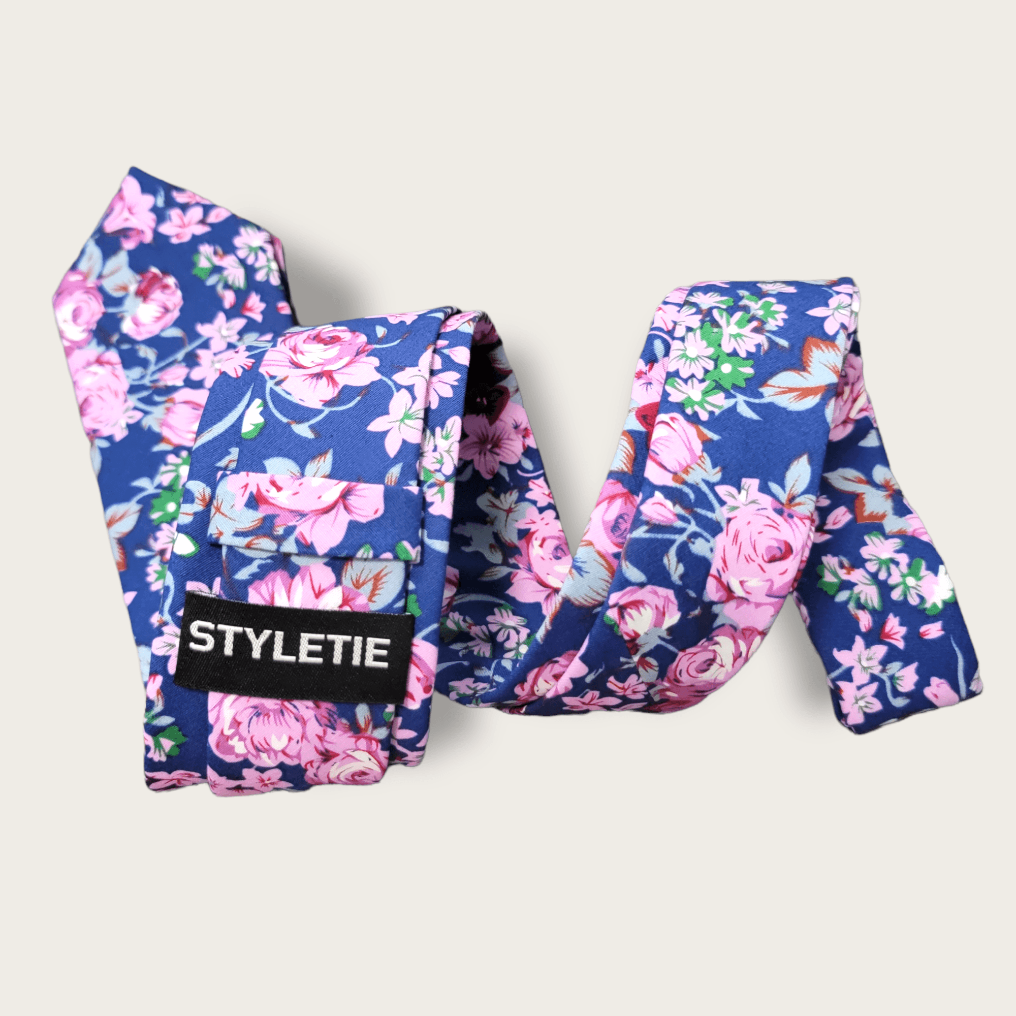 Floral Blue Pink Slim Tie - STYLETIE