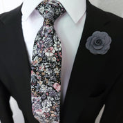 Floral Gray Slim Tie - STYLETIE
