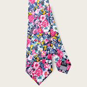 Floral Rose Pink Blue Slim Tie - STYLETIE