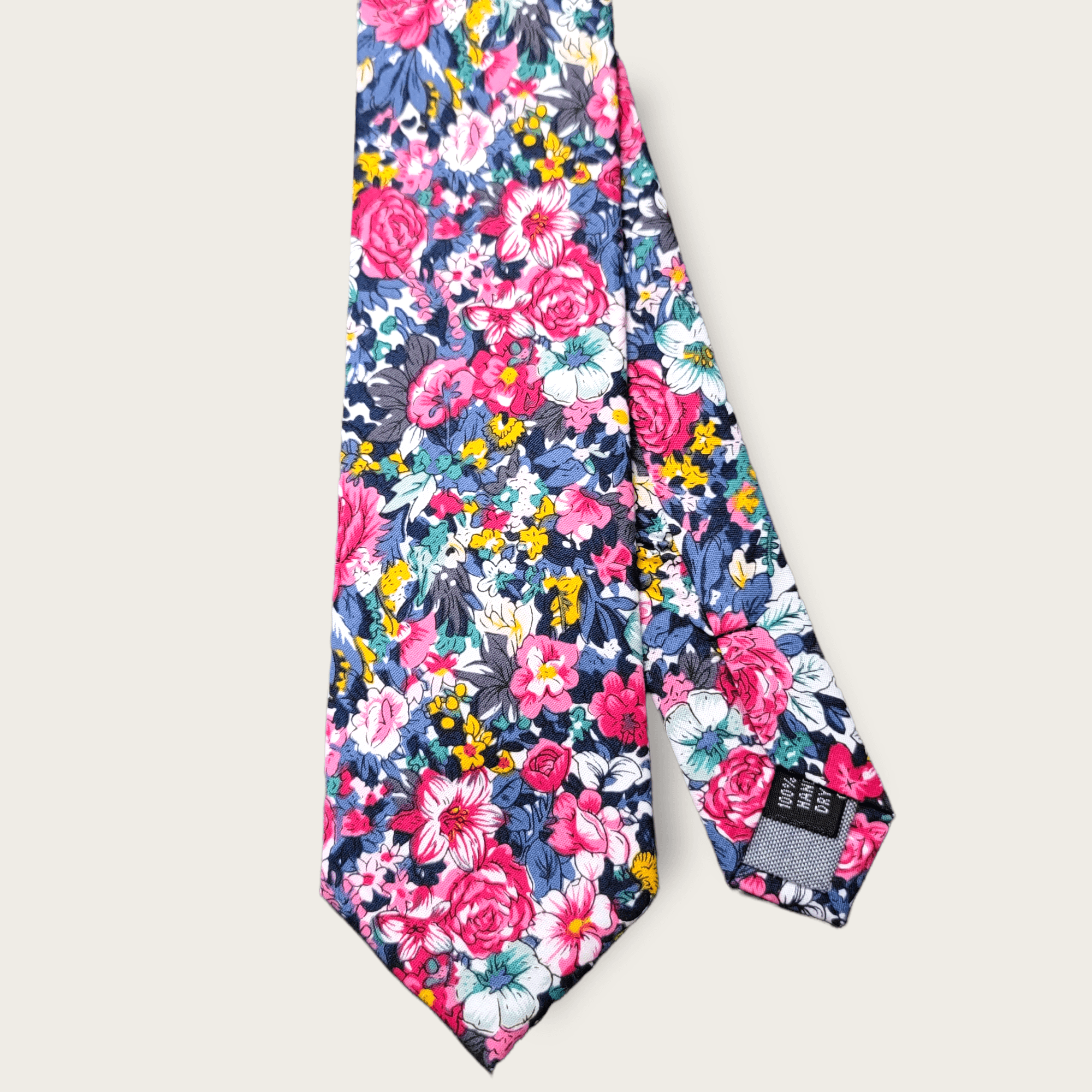 Floral Rose Pink Blue Slim Tie - STYLETIE