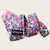 Floral Rose Pink Blue Slim Tie - STYLETIE