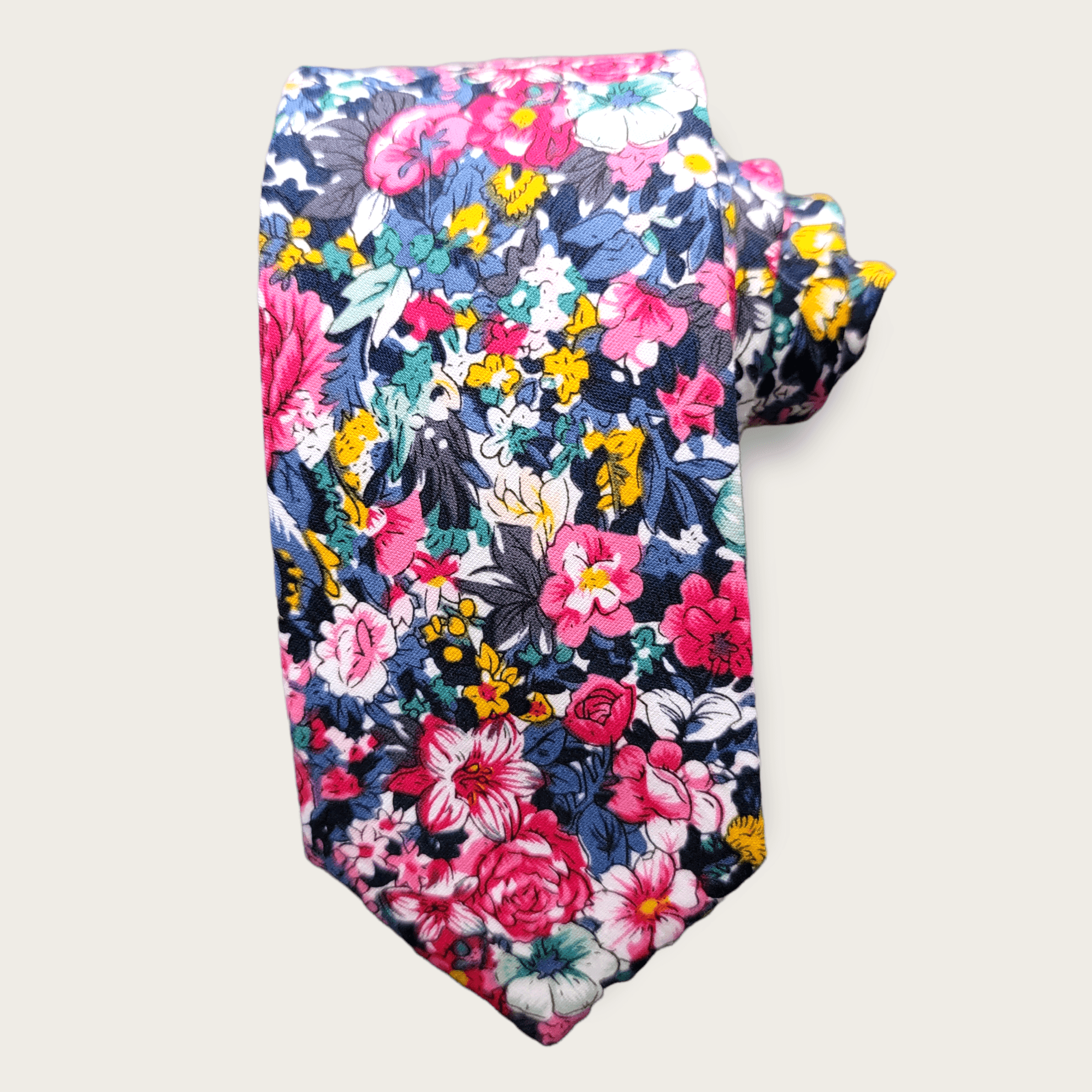 Floral Rose Pink Blue Slim Tie - STYLETIE