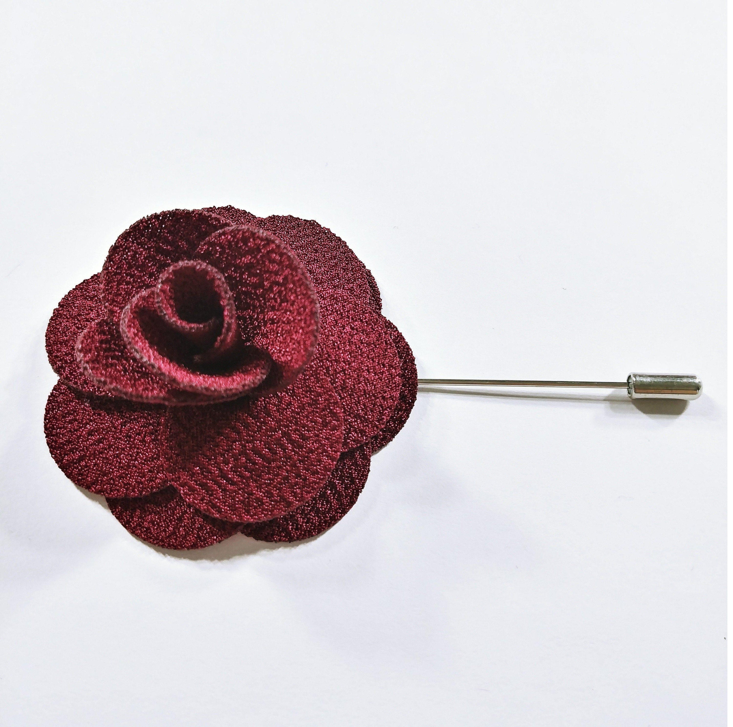 Flower Lapel Pin Burgundy - STYLETIE