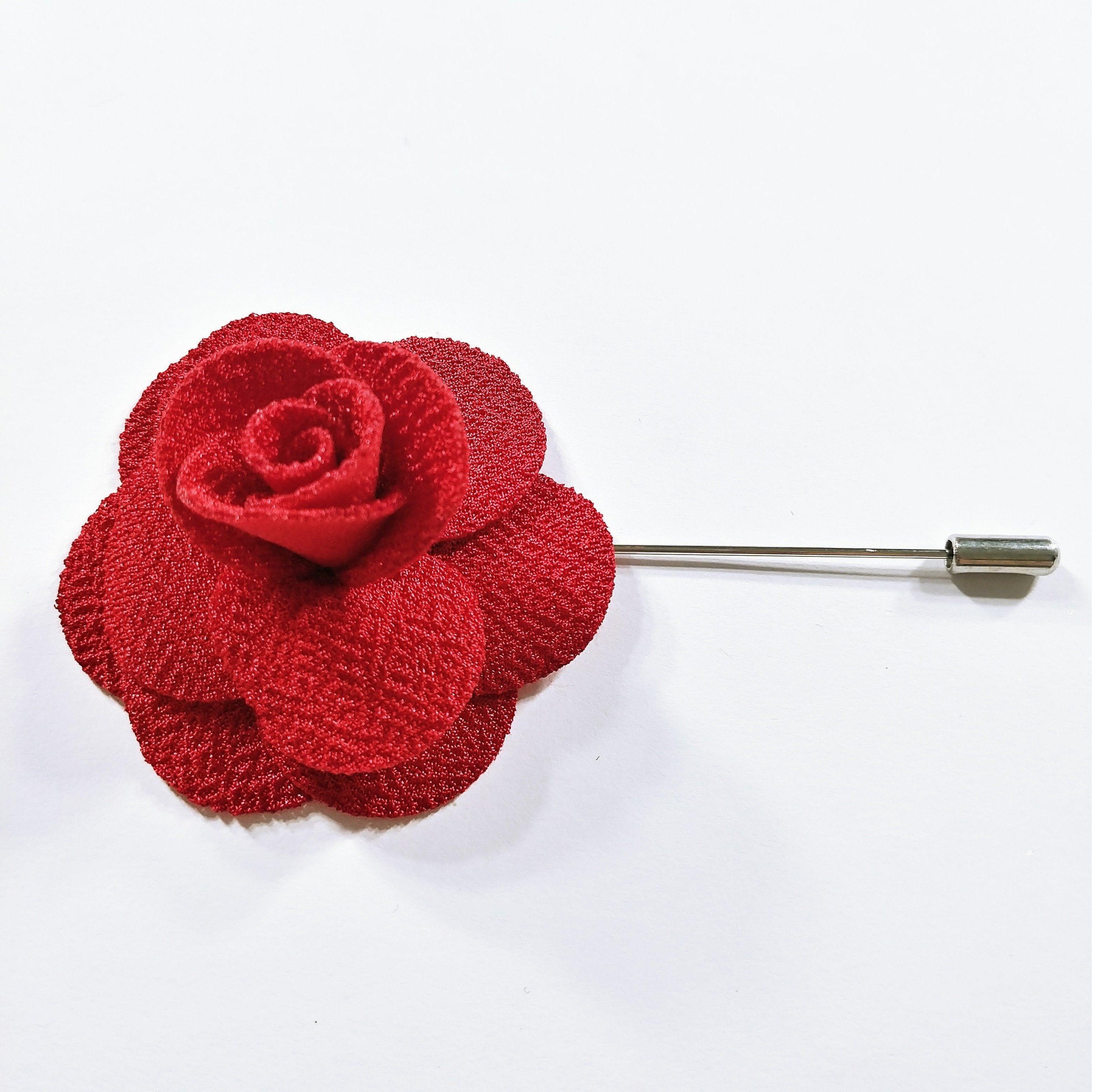 Flower Lapel Pin Crimson Red - STYLETIE