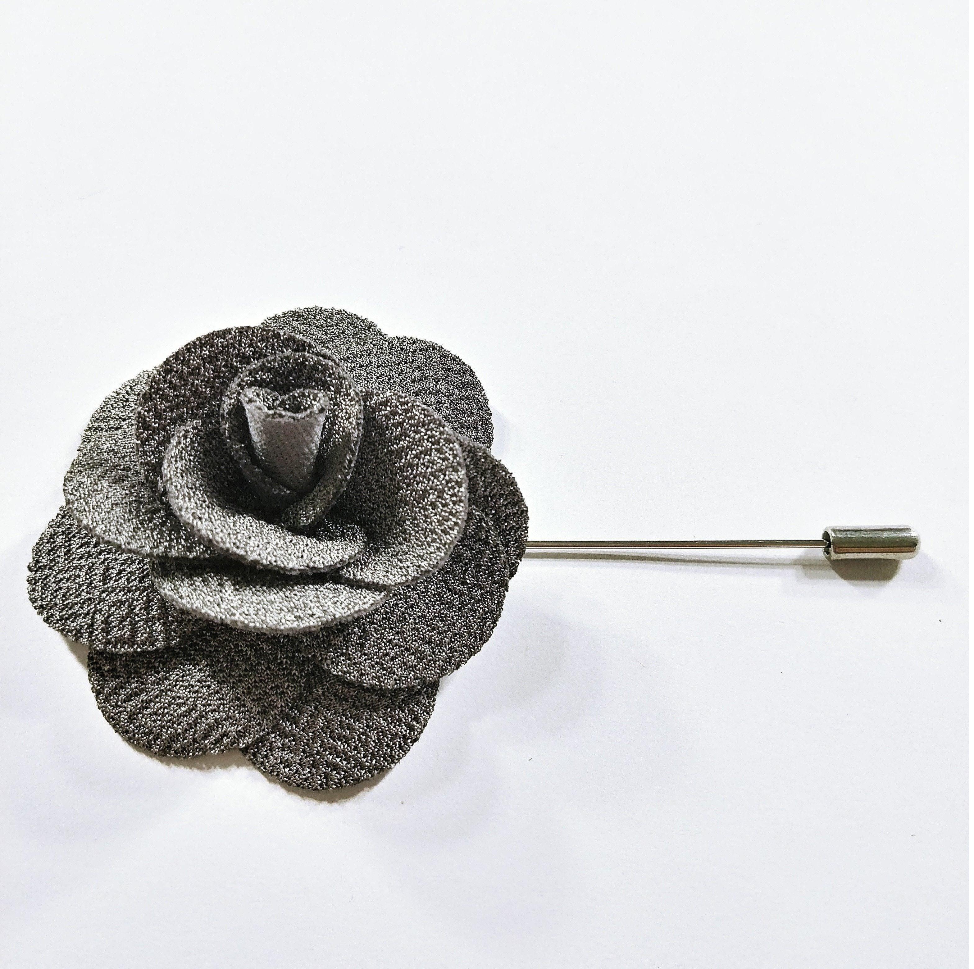 Flower Lapel Pin DimGray - STYLETIE