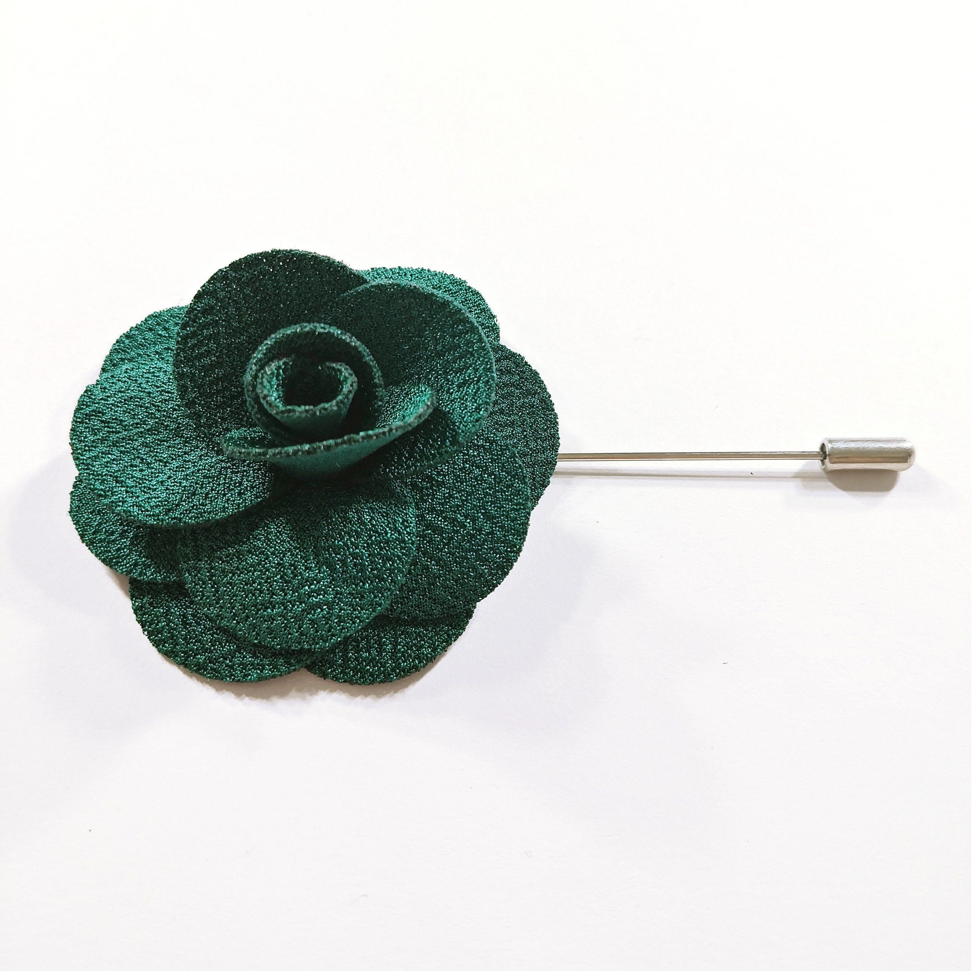 Flower Lapel Pin Emerald Green - STYLETIE