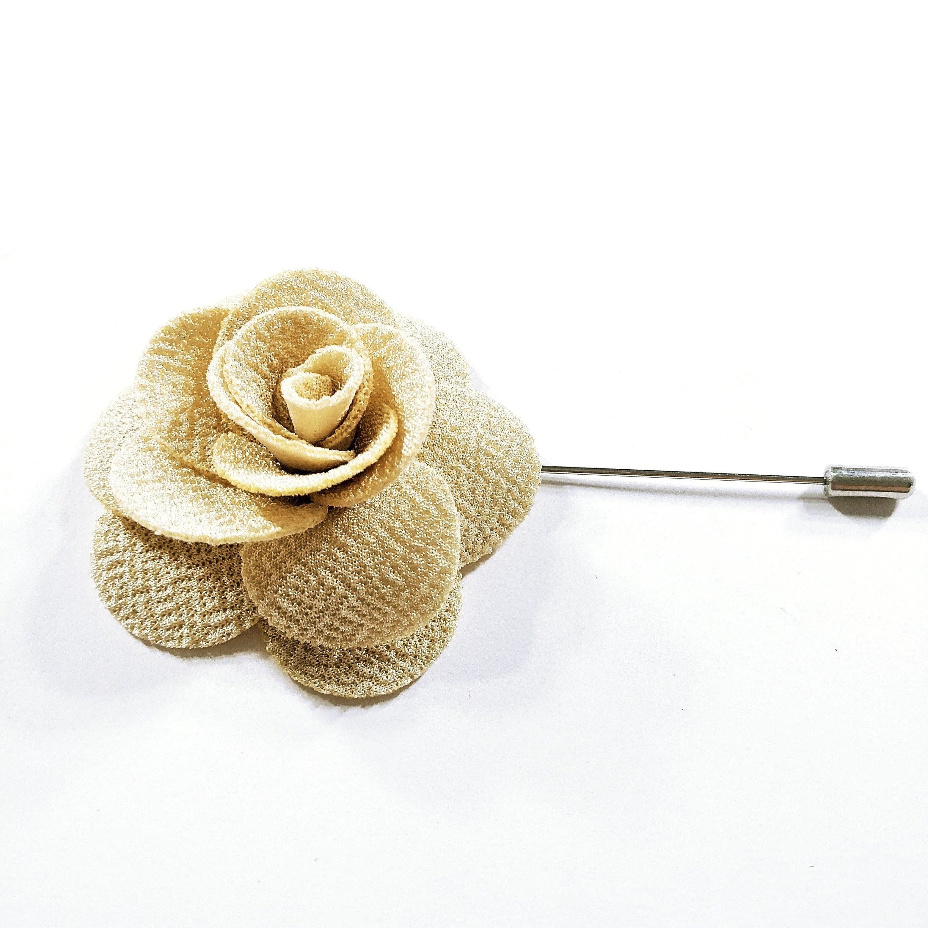 Flower Lapel Pin khaki - STYLETIE