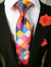 Geometric Tie Set of Pocket Square & Cufflinks - STYLETIE