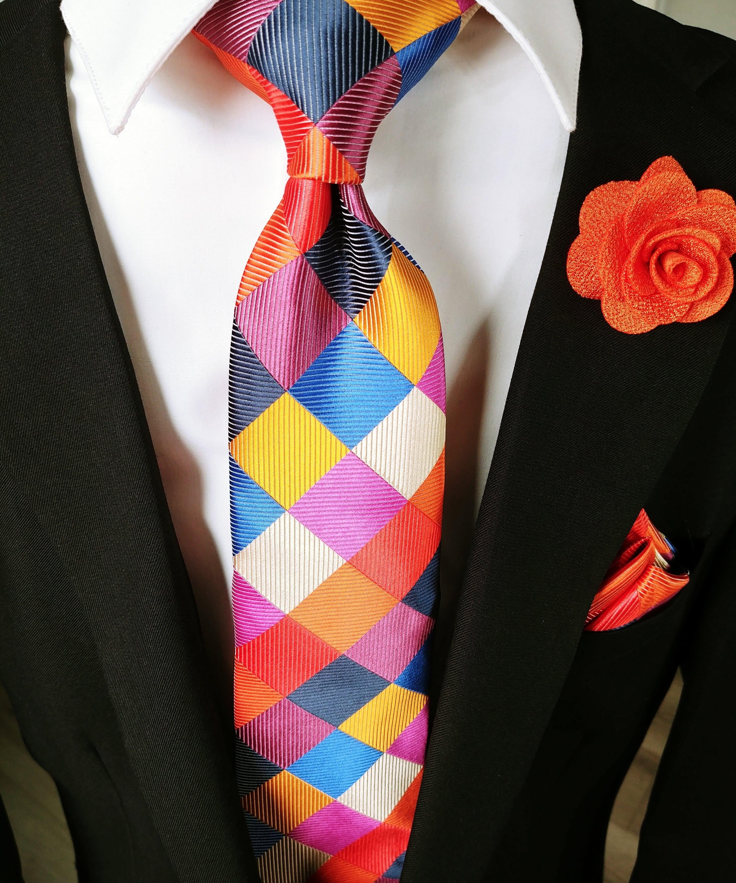 Geometric Tie Set of Pocket Square & Cufflinks - STYLETIE
