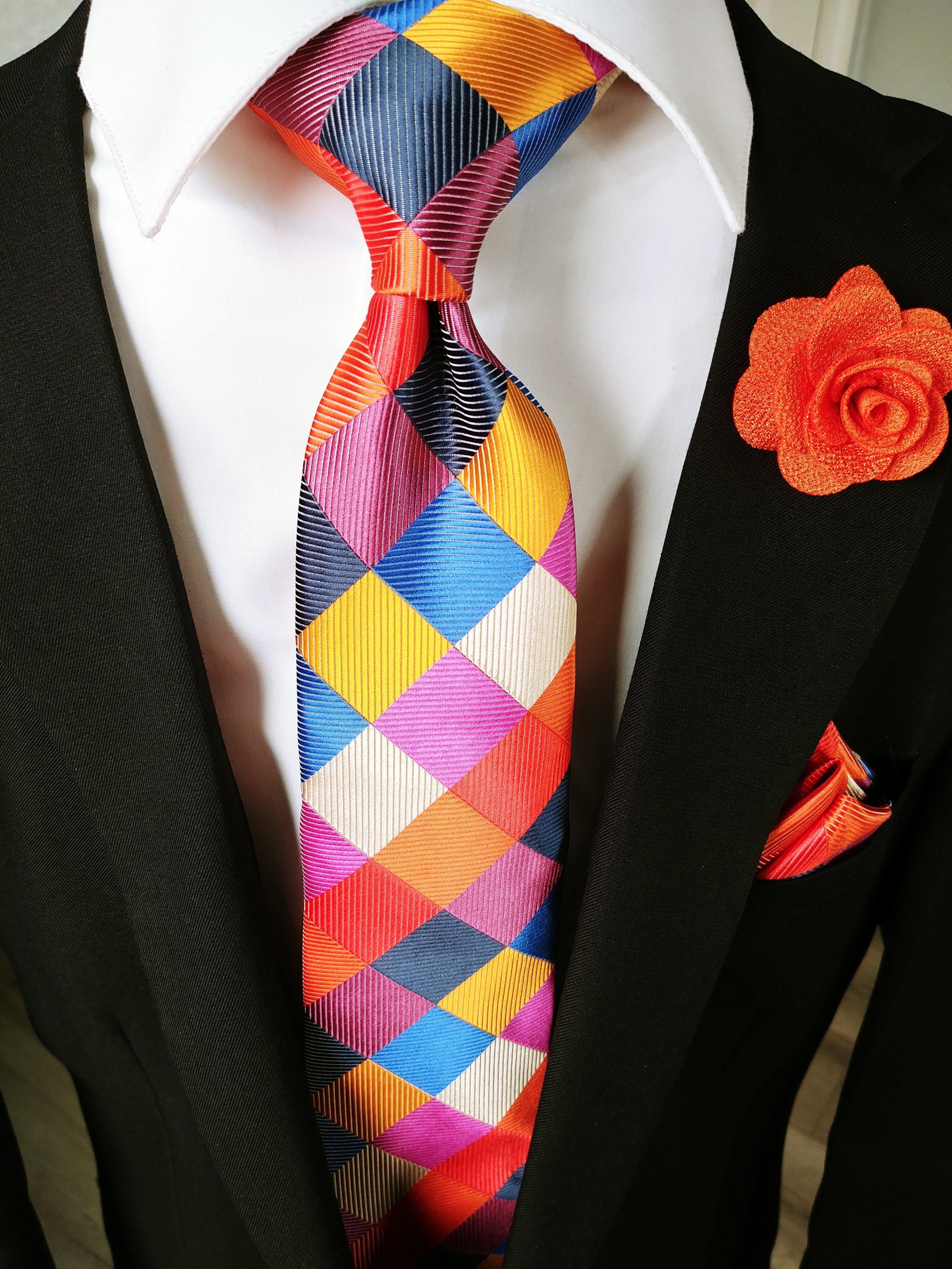 Geometric Tie Set of Pocket Square & Cufflinks - STYLETIE