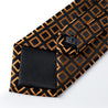 Gold Black Plaid Silk Tie Pocket Square Cufflink Set - STYLETIE