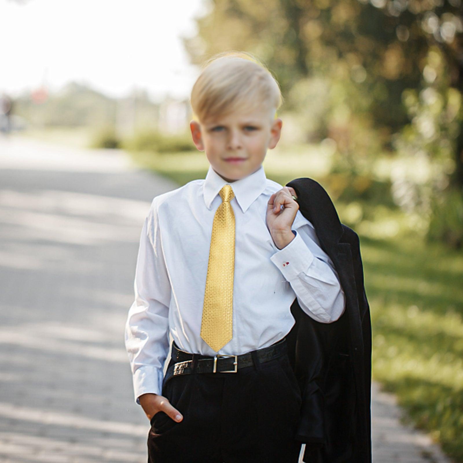 Gold Boys Pre-tied Adjustable Neck Strap Tie - STYLETIE