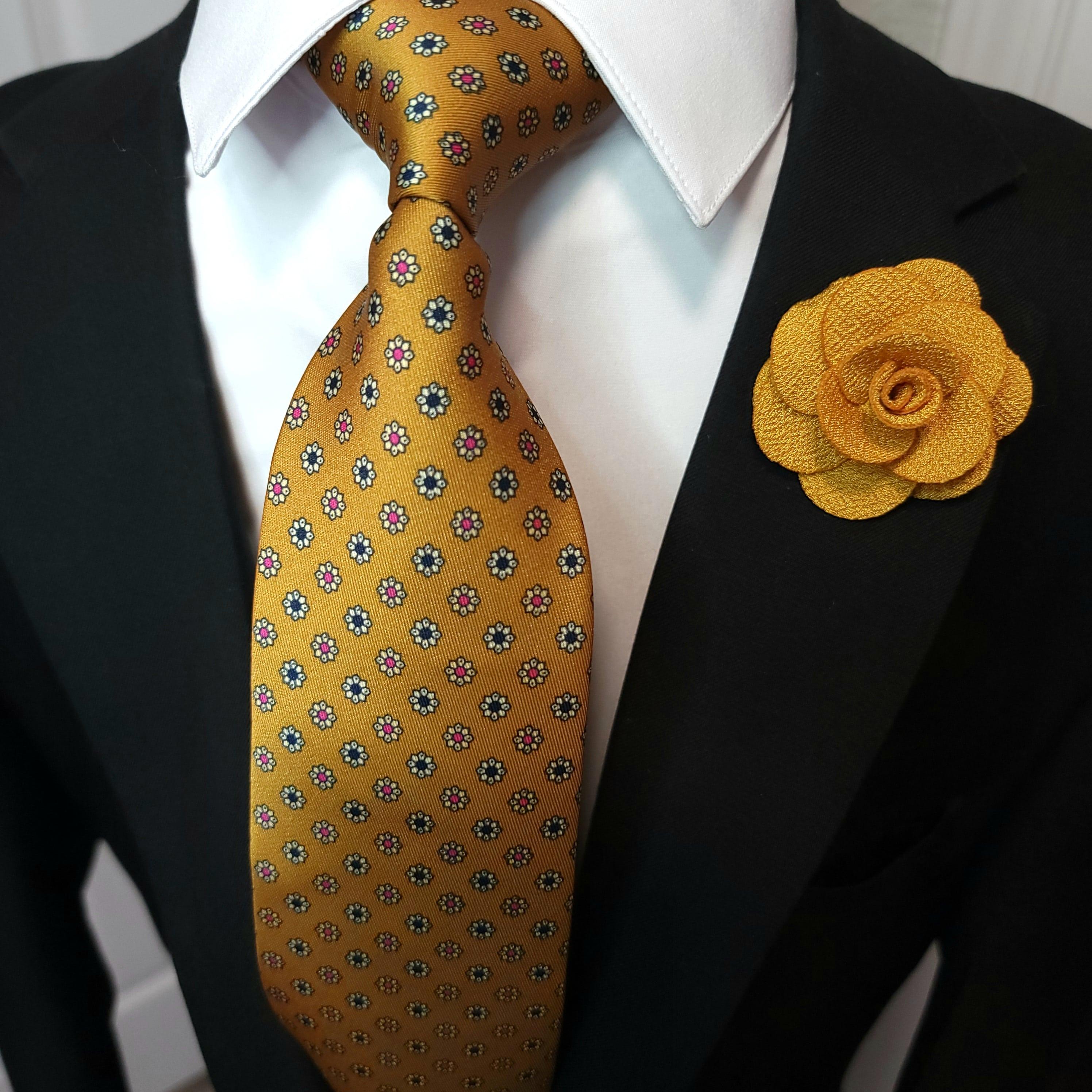 Gold Brown Floral Tie - STYLETIE
