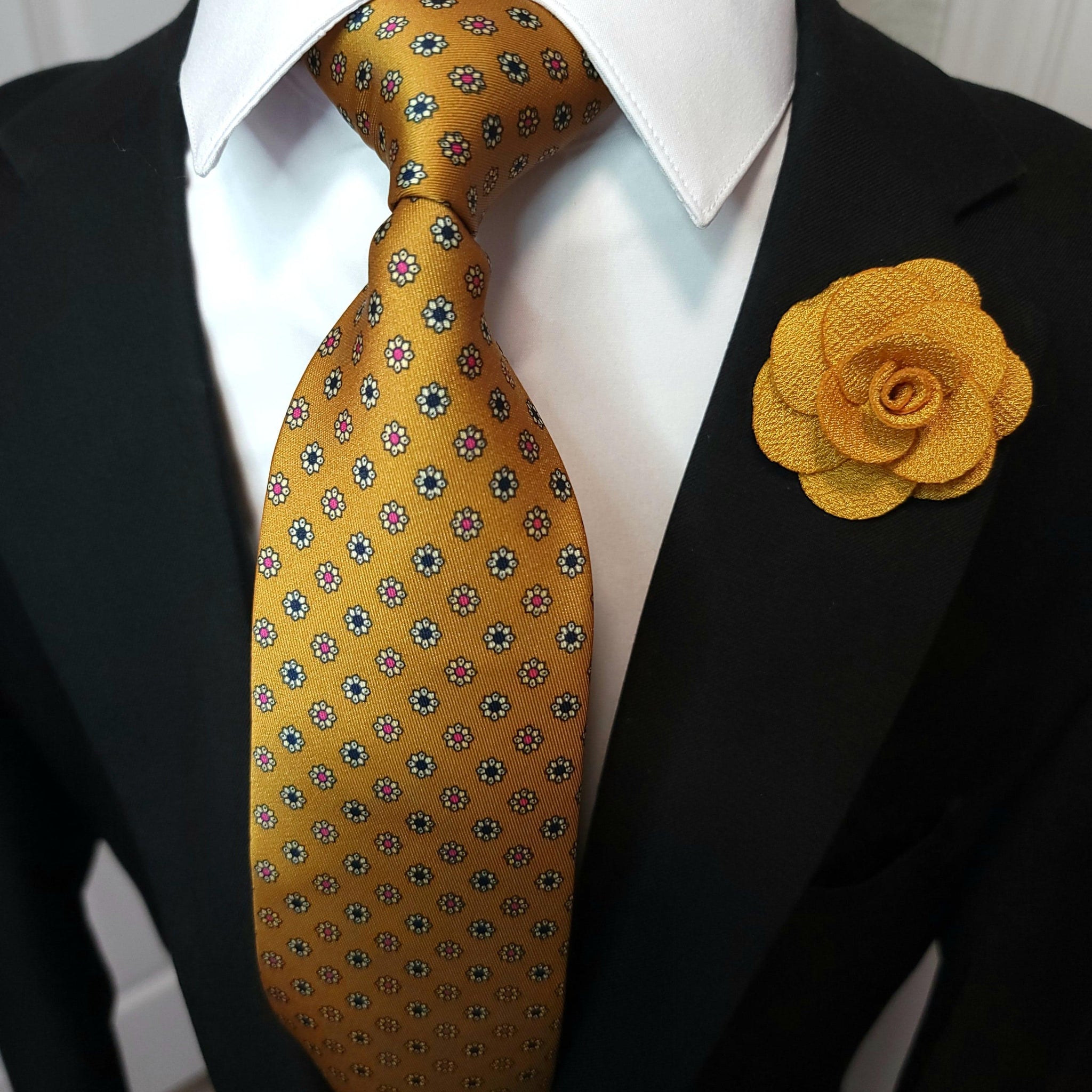 Gold Brown Floral Tie Gold Brown Floral Tie