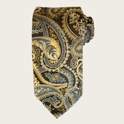 Gold Brown Paisley Silk Tie Pocket Square Set - STYLETIE