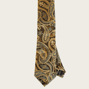 Gold Brown Paisley Silk Tie Pocket Square Set - STYLETIE
