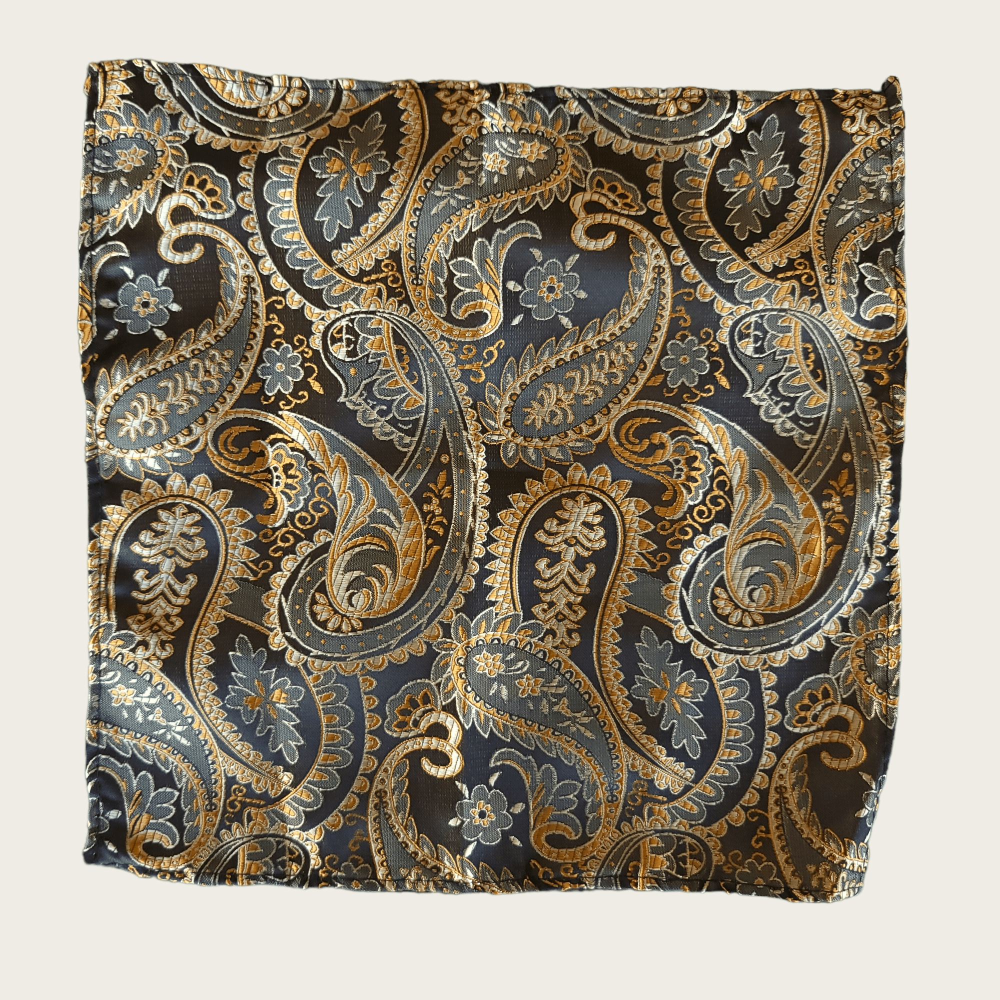 Gold Brown Paisley Silk Tie Pocket Square Set - STYLETIE