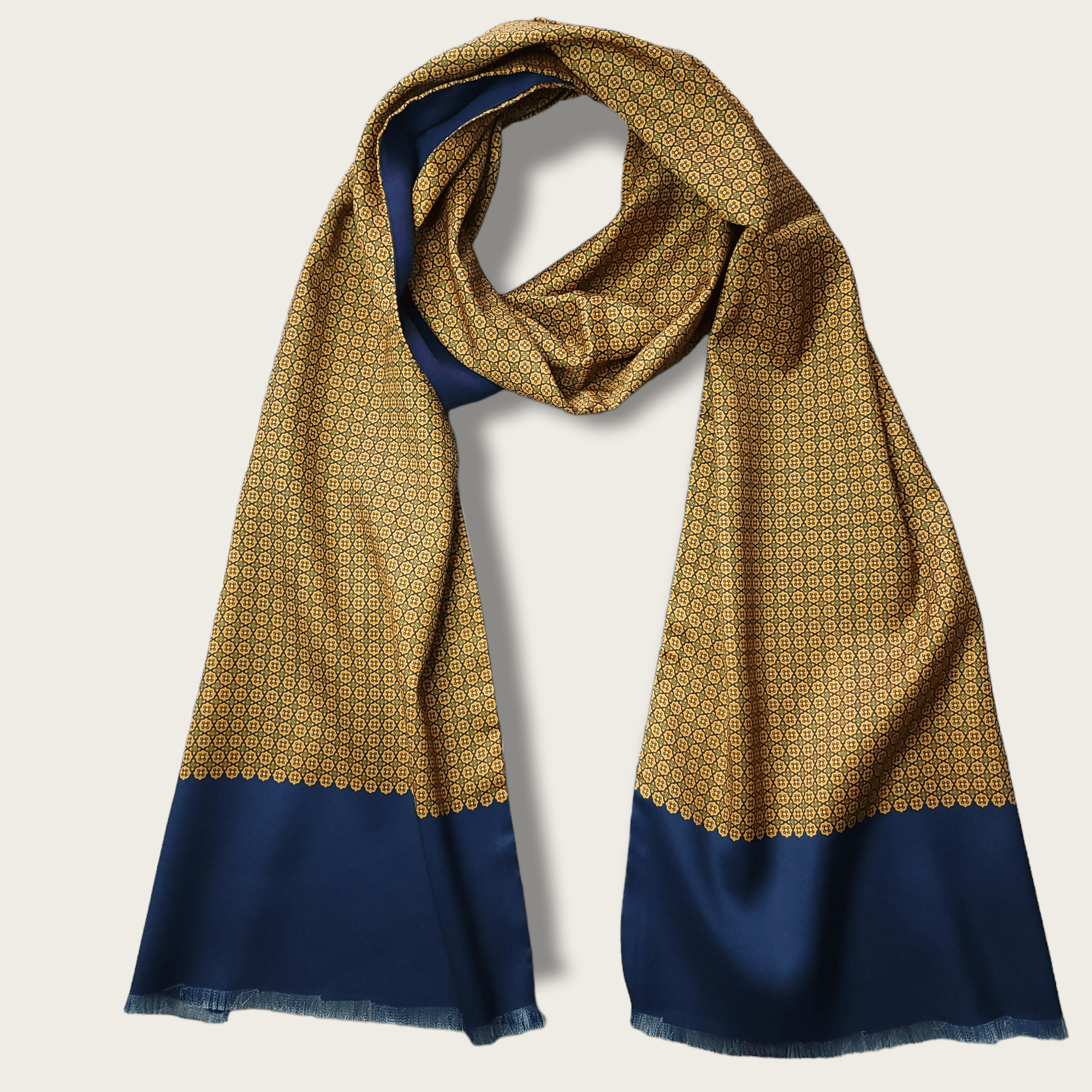 Gold Orange Navy Blue Luxury Scarf - STYLETIE