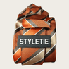 Gold Orange Stripe Silk Tie Pocket Square Cufflinks Set - STYLETIE