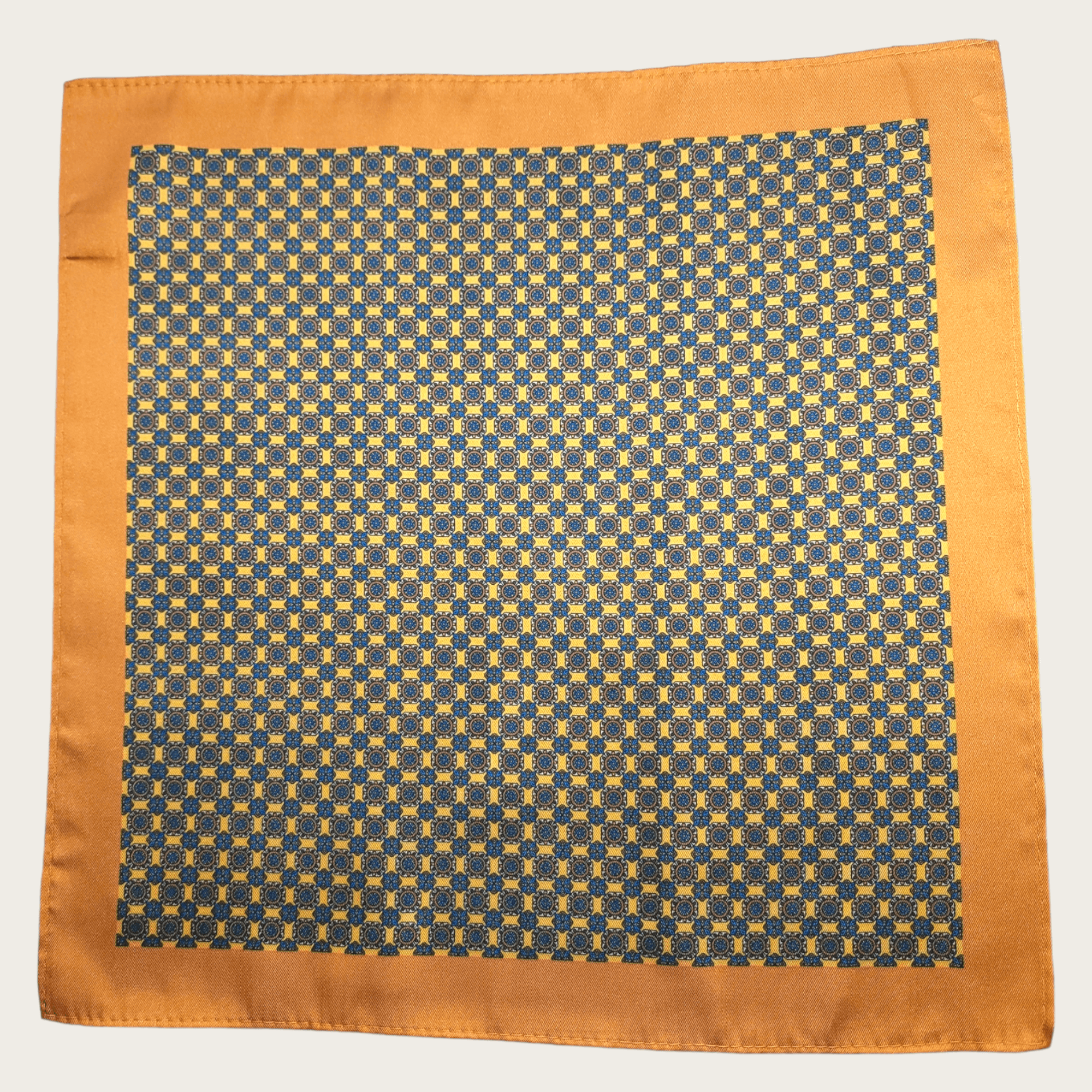 Golden Yellow Blue Dot Stylish and Elegant Silk Pocket Square - STYLETIE