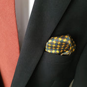 Golden Yellow Blue Dot Stylish and Elegant Silk Pocket Square - STYLETIE