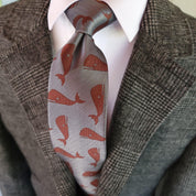 Gray Brown Whale Silk Tie Pocket Square Cufflinks Set - STYLETIE