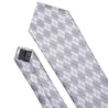 Gray Geometric Silk Tie Pocket Square Cufflink Set - STYLETIE