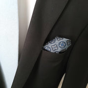 Gray Luxurious Blue Stylish and Elegant Silk Pocket Square - STYLETIE