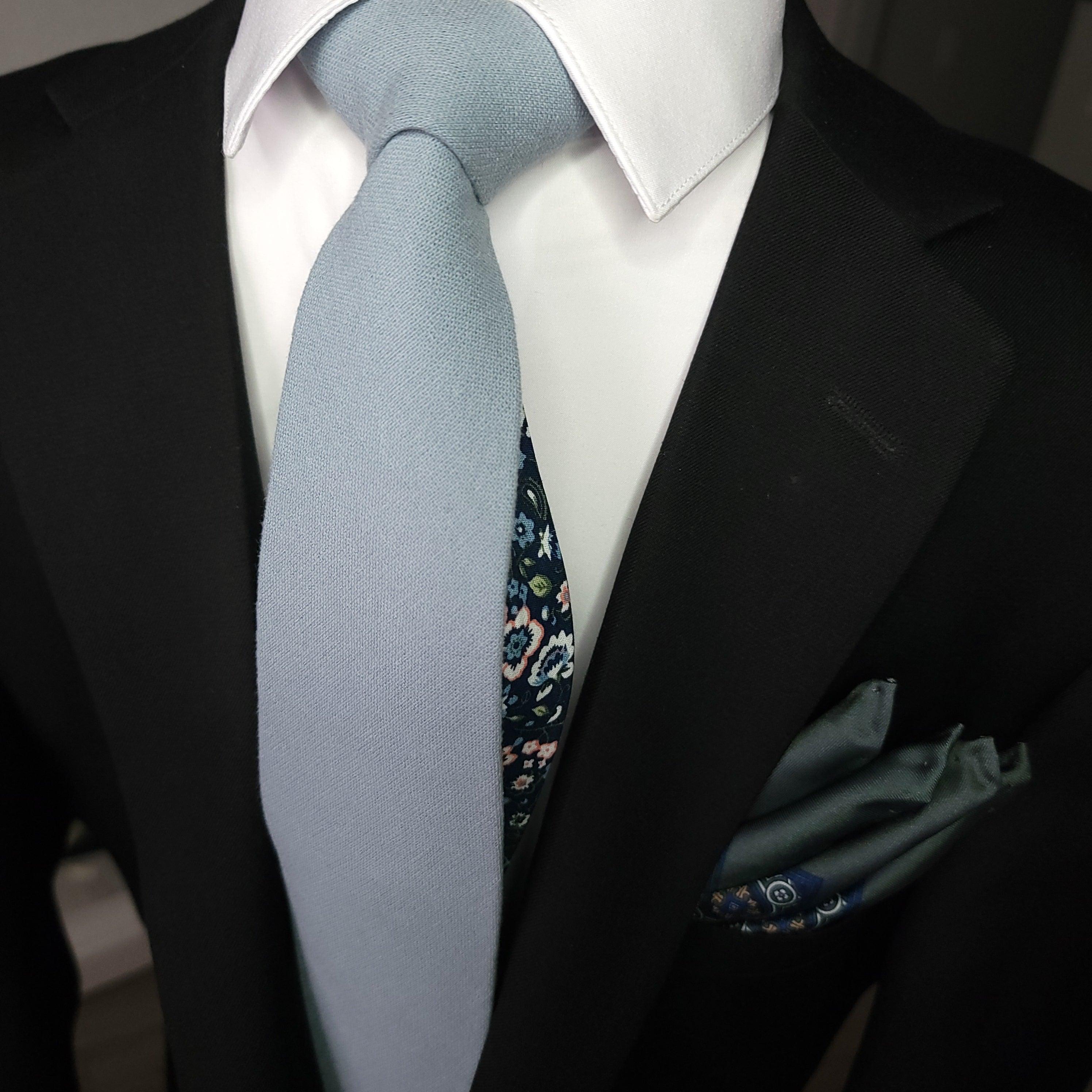 Gray Luxurious Blue Stylish and Elegant Silk Pocket Square - STYLETIE