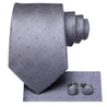 Gray Plaid Dot Silk Tie Pocket Square Cufflink Set - STYLETIE