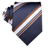 Gray White Gold Stripe Silk Tie Pocket Square Cufflink Set - STYLETIE