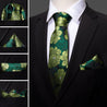 Green Floral Silk Tie Pocket Square Cufflink Set - STYLETIE