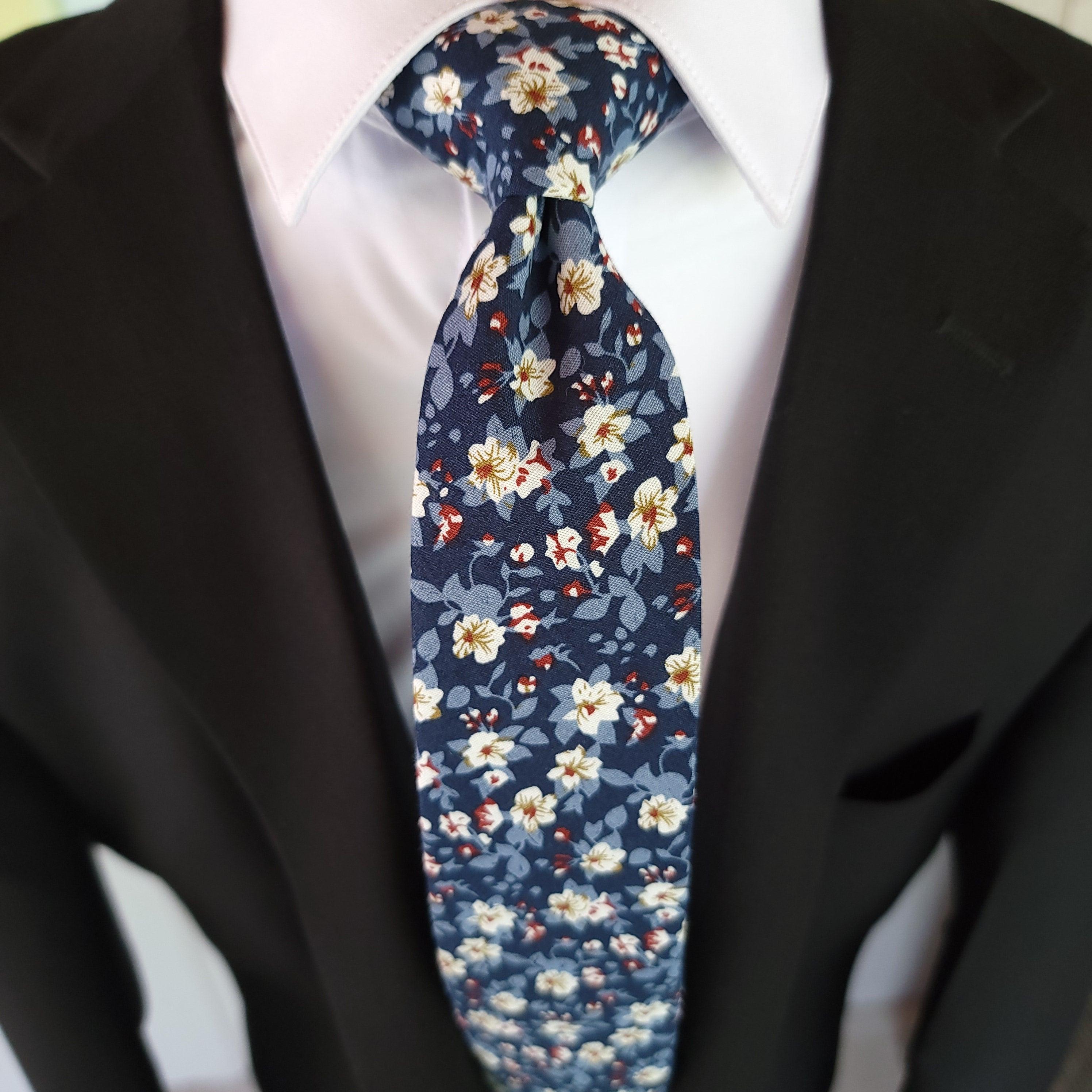 Indigo Blue Floral Slim Tie - STYLETIE