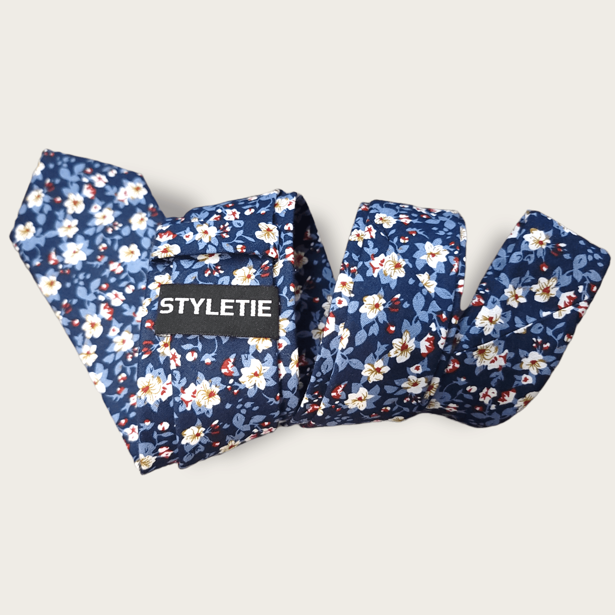Indigo Blue Floral Slim Tie - STYLETIE