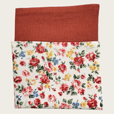 Ivory Brick Red Floral Reversible Pocket Square