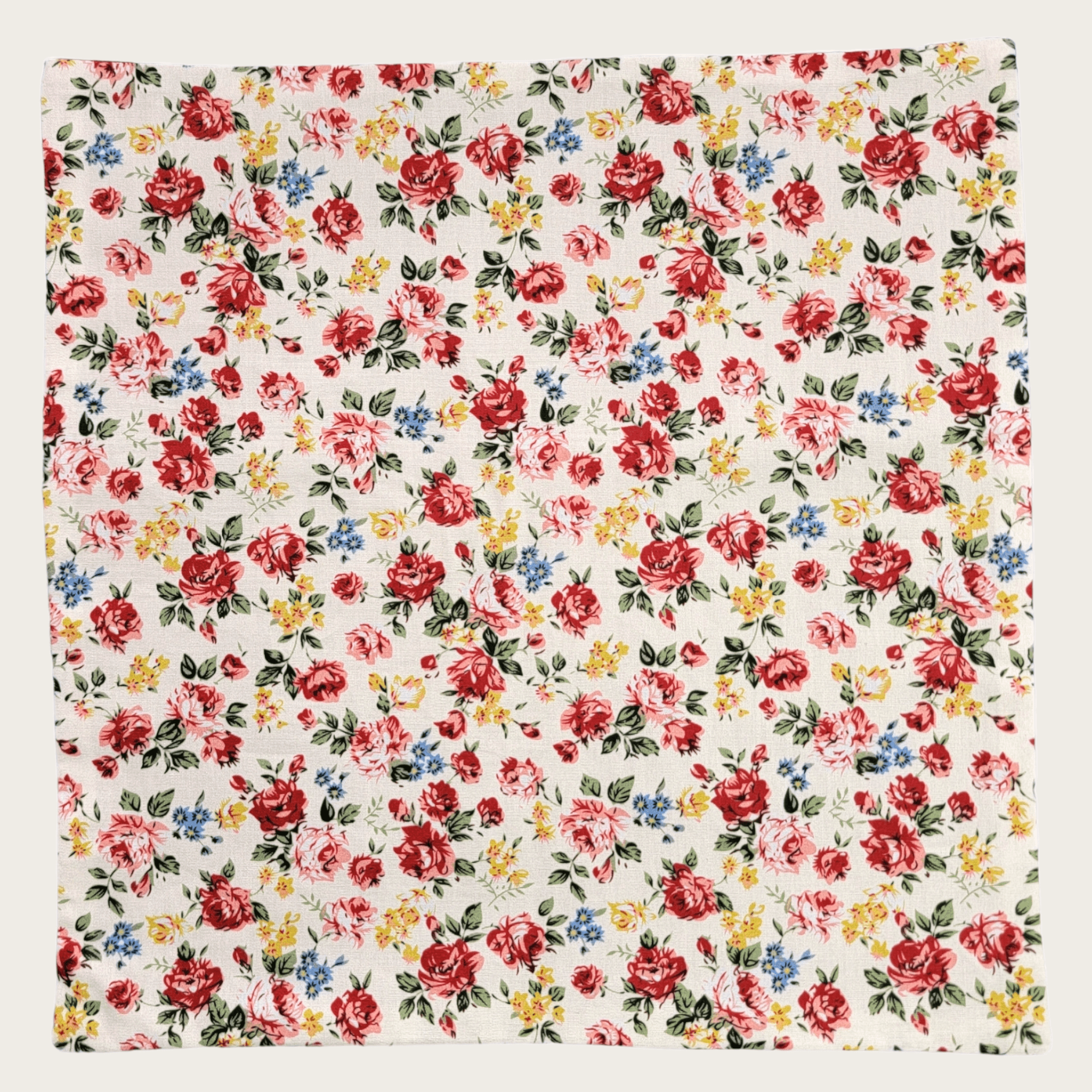 Ivory Brick Red Floral Reversible Pocket Square - STYLETIE