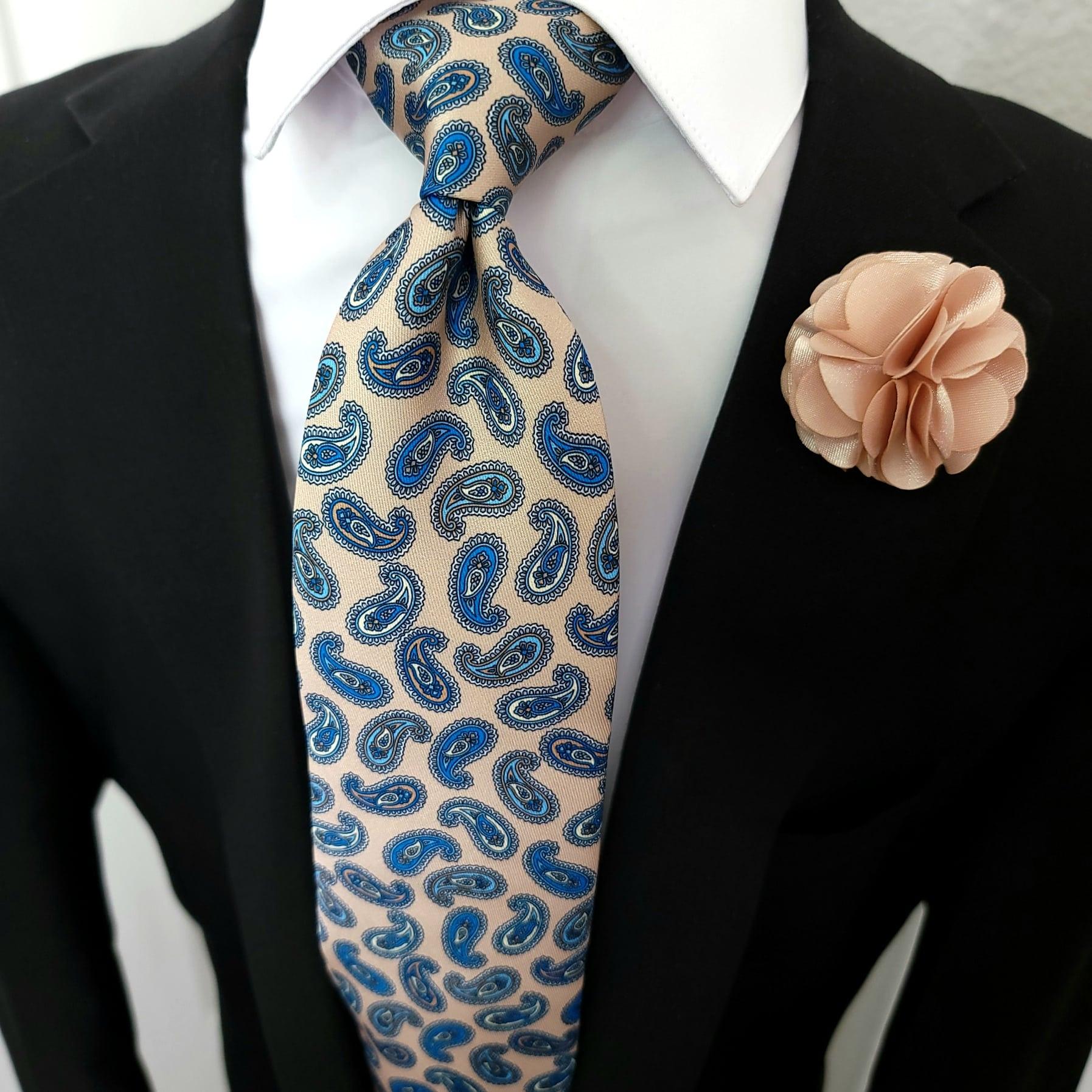 Khaki Blue Paisley Tie - STYLETIE