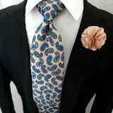 Khaki Blue Paisley Tie
