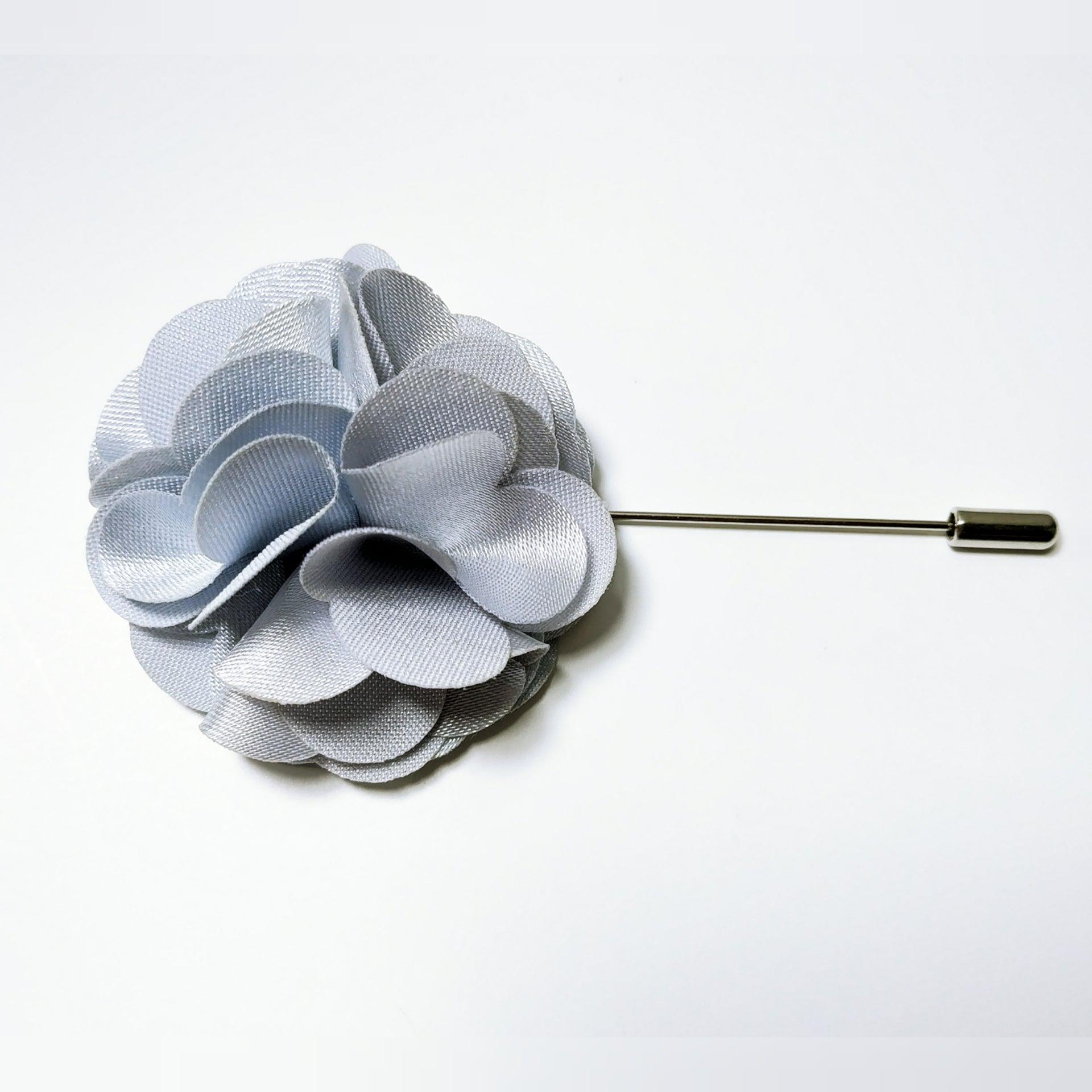 Lapel Pin Floral Light Gray - STYLETIE
